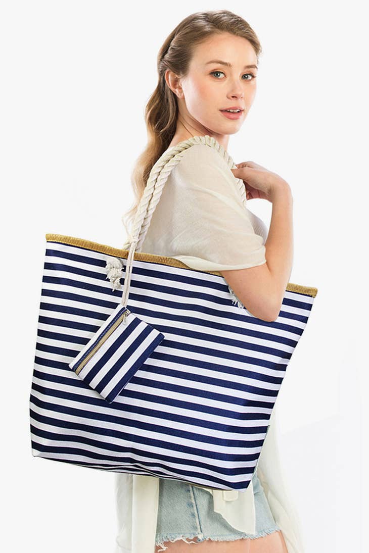 Stripe Beach Bag With Mini Coin Purse