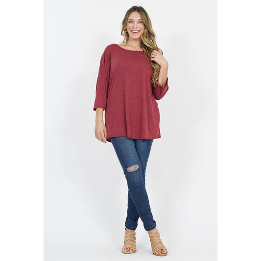 BURGUNDYCHAMBRAY PLUS Ruched Back Tunic