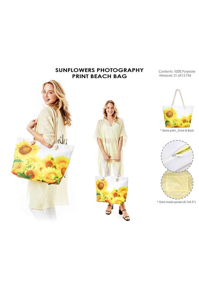 Sunflowers Depth of Field Print Tote Bag