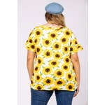 WHITE SUNFLOWER PRINT W/ BUST POCKET PLUS SIZE