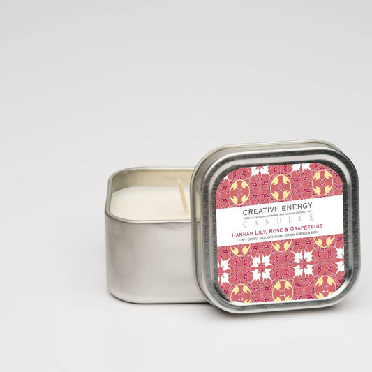 3.5oz Hannah Lily, Rose & Grapefruit: 2-in-1 Soy Lotion Candle
