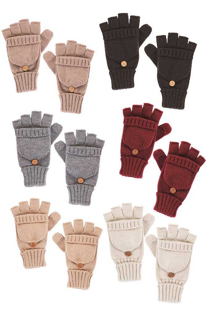 C.C Fingerless Knit Glove with Button Flip