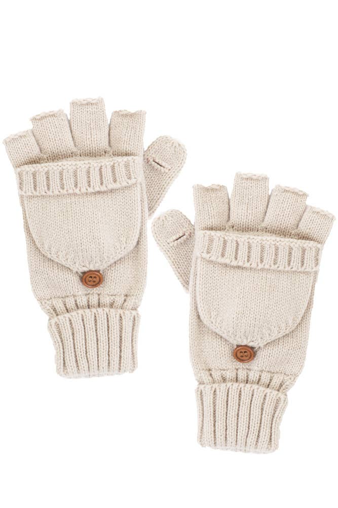 C.C Fingerless Knit Glove with Button Flip