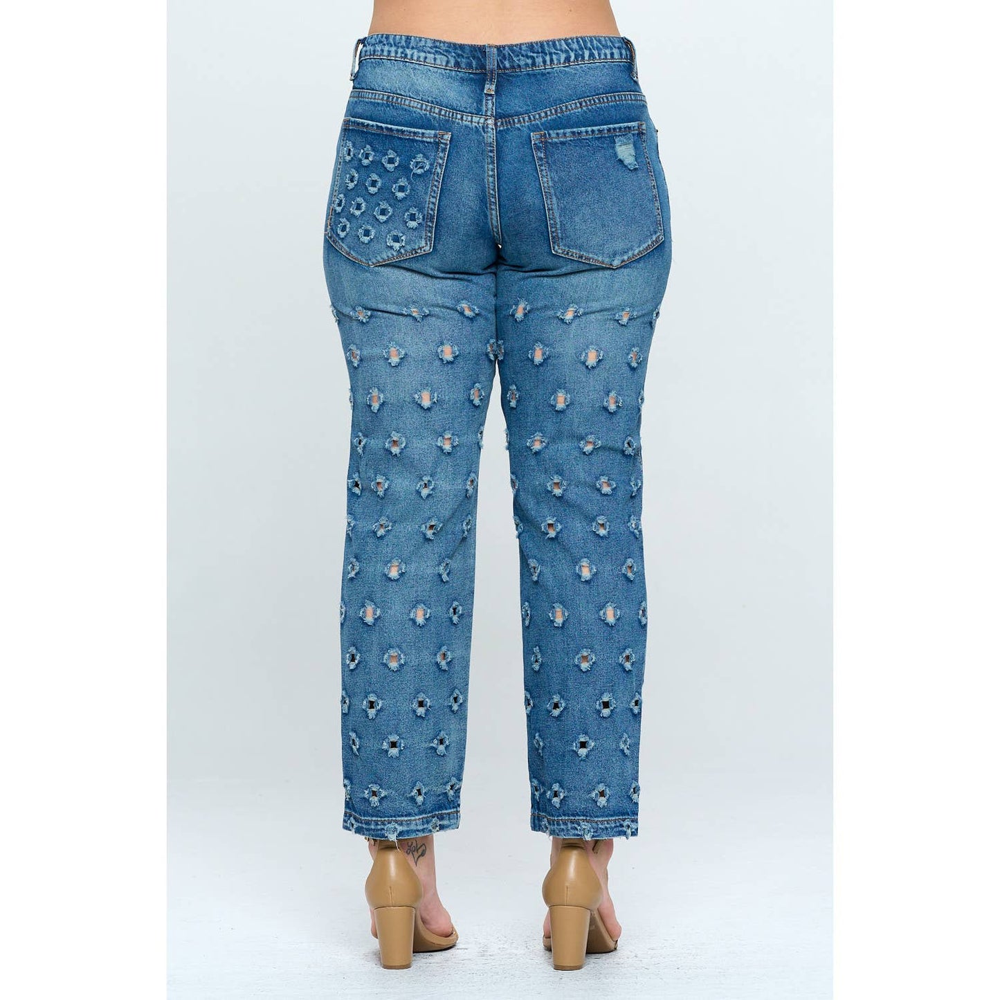 Plus Size Shockwave Straight Leg Jean with Holes