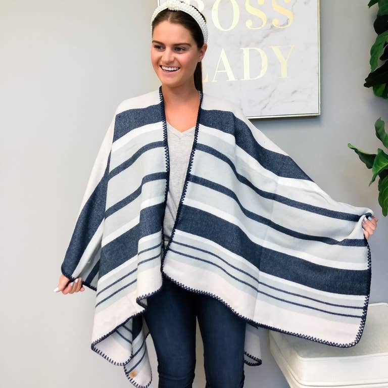 Navy Blue Striped Wrap