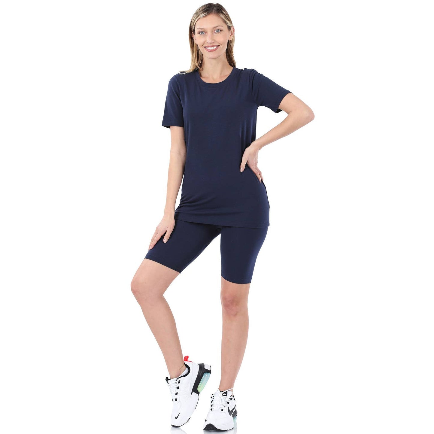 TOP & BIKE SHORTS SET - Navy