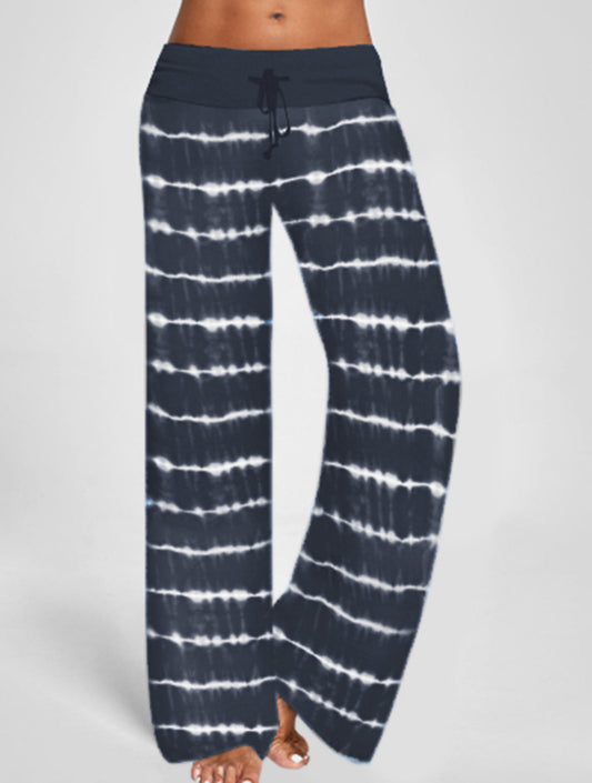 Drawstring Striped Wide Leg Pants