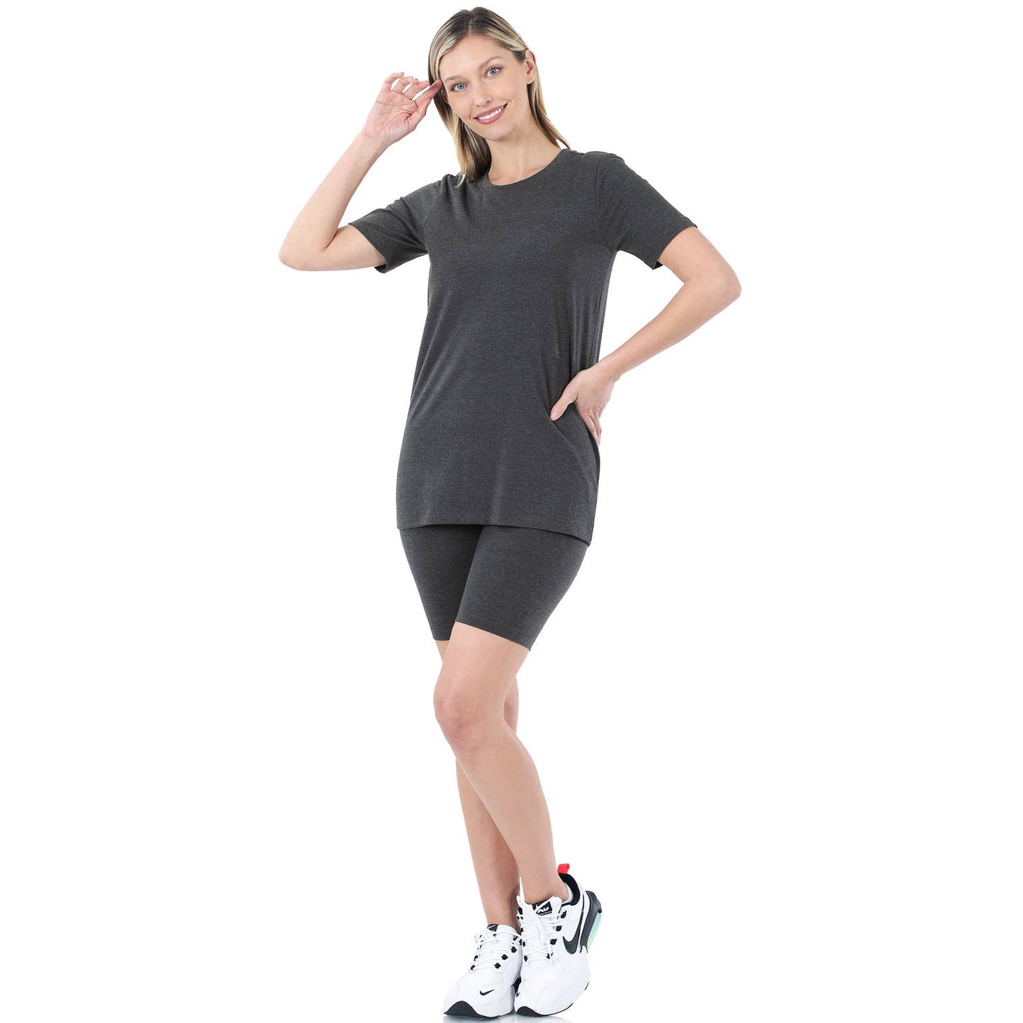 TOP & BIKE SHORTS SET - Charcoal