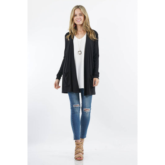 PREMIUM FABRIC SLOUCHY POCKET OPEN CARDIGAN