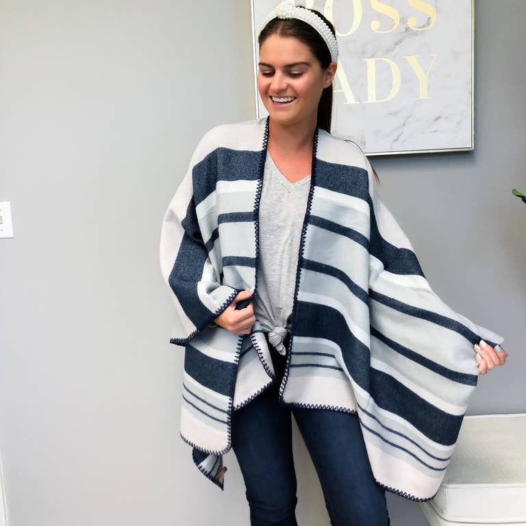 Navy Blue Striped Wrap