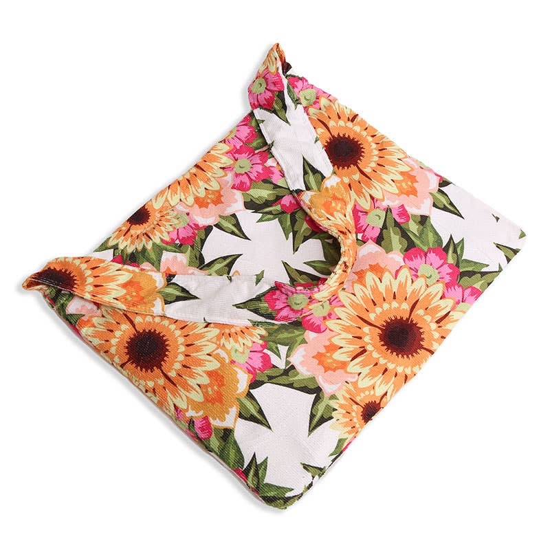 Sunflower Print Beach Towel Tote Bag 2 In 1