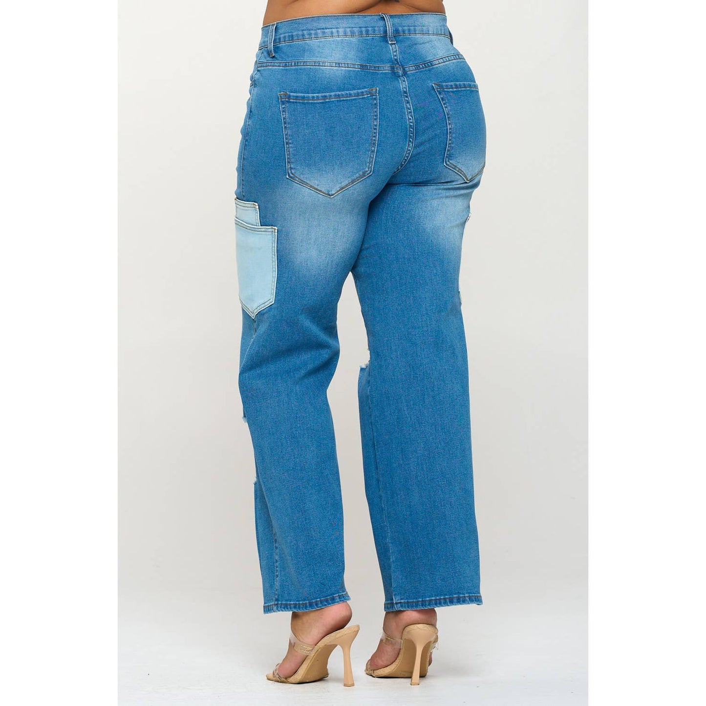 Plus Size Mid Rise Straight Leg Jean