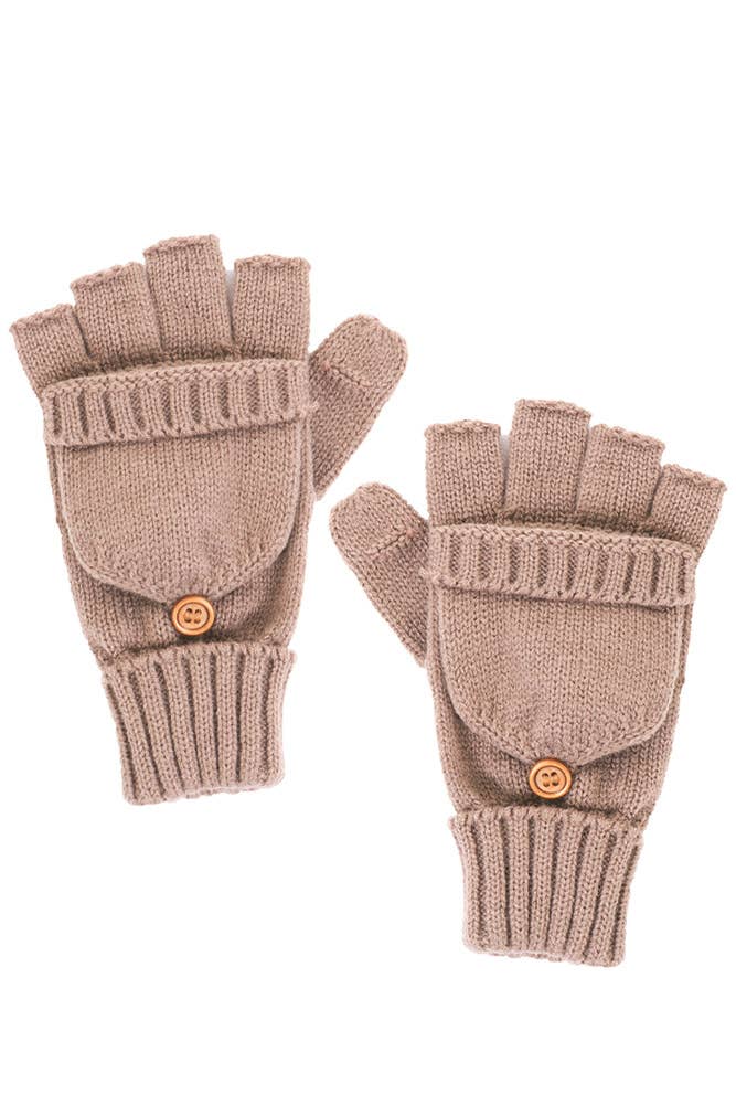 C.C Fingerless Knit Glove with Button Flip