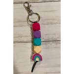 Silicone Bead Rainbow Keychain