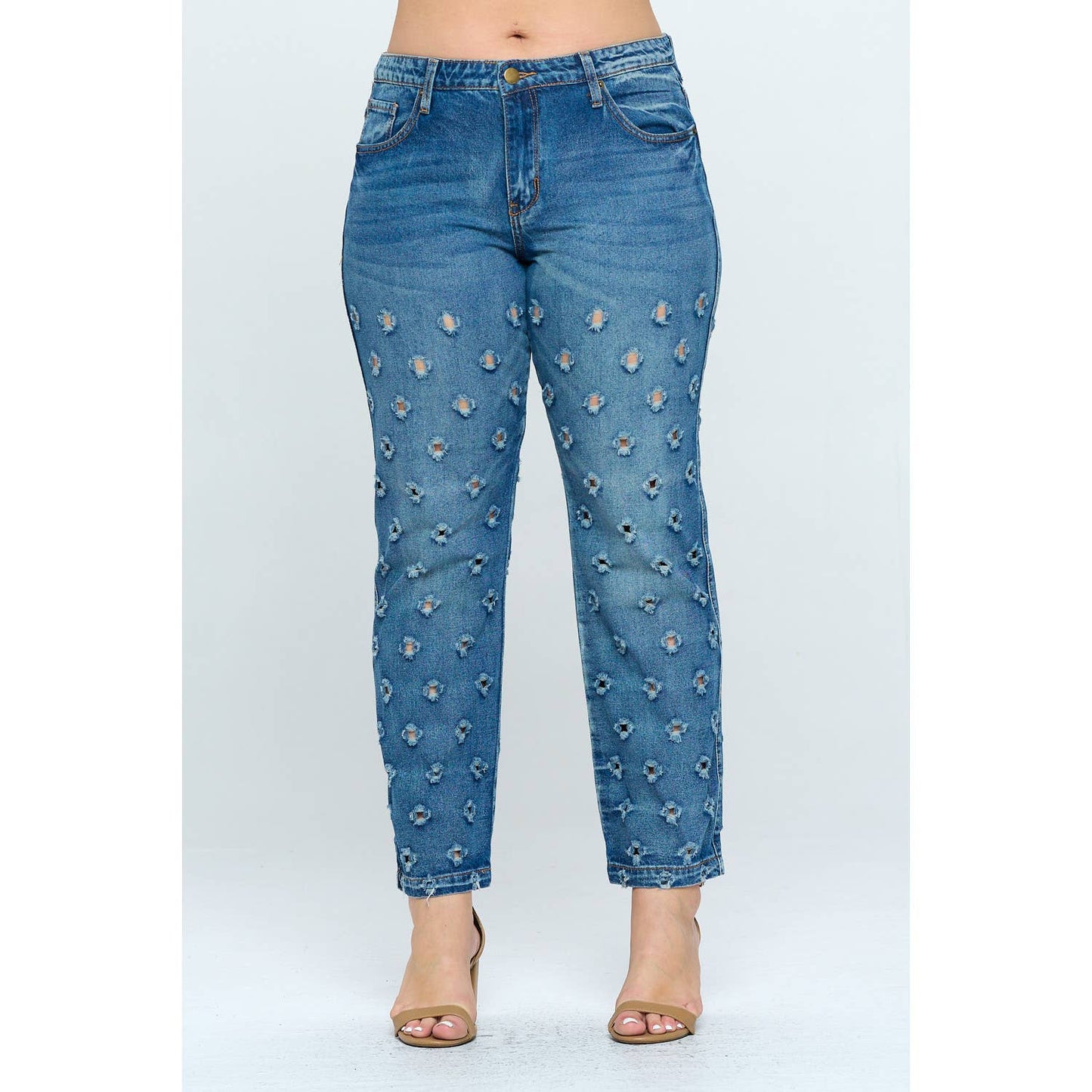 Plus Size Shockwave Straight Leg Jean with Holes