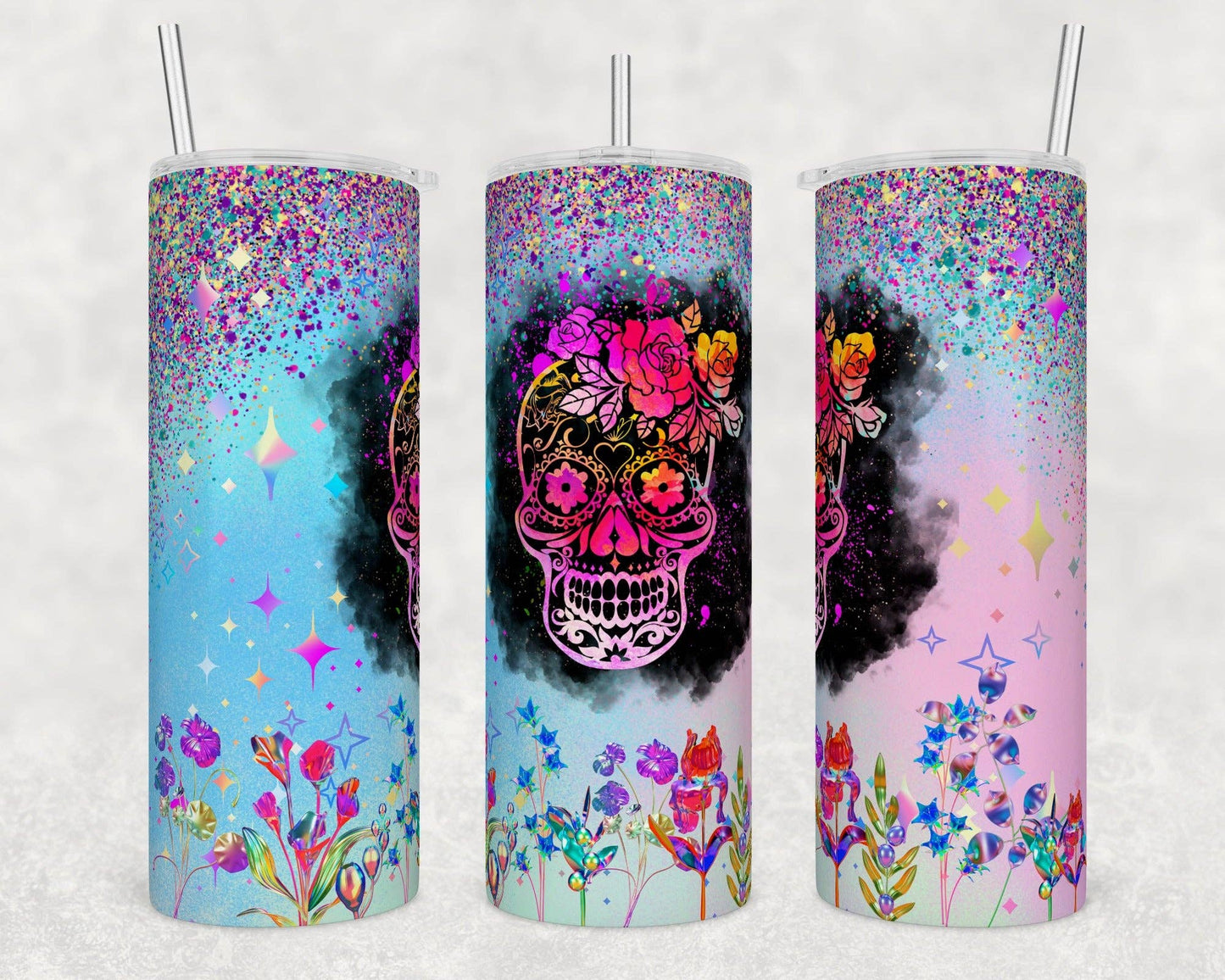 Holographic Sugar Skulls | Tumbler