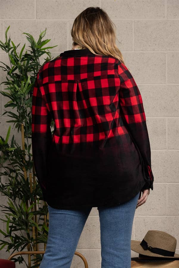 Red Ombre Print Corduroy Boyfriend Shirt