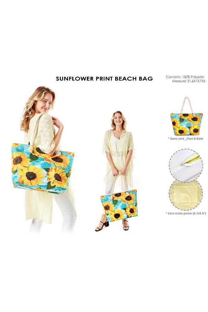 Sunflower Print Tote Bag