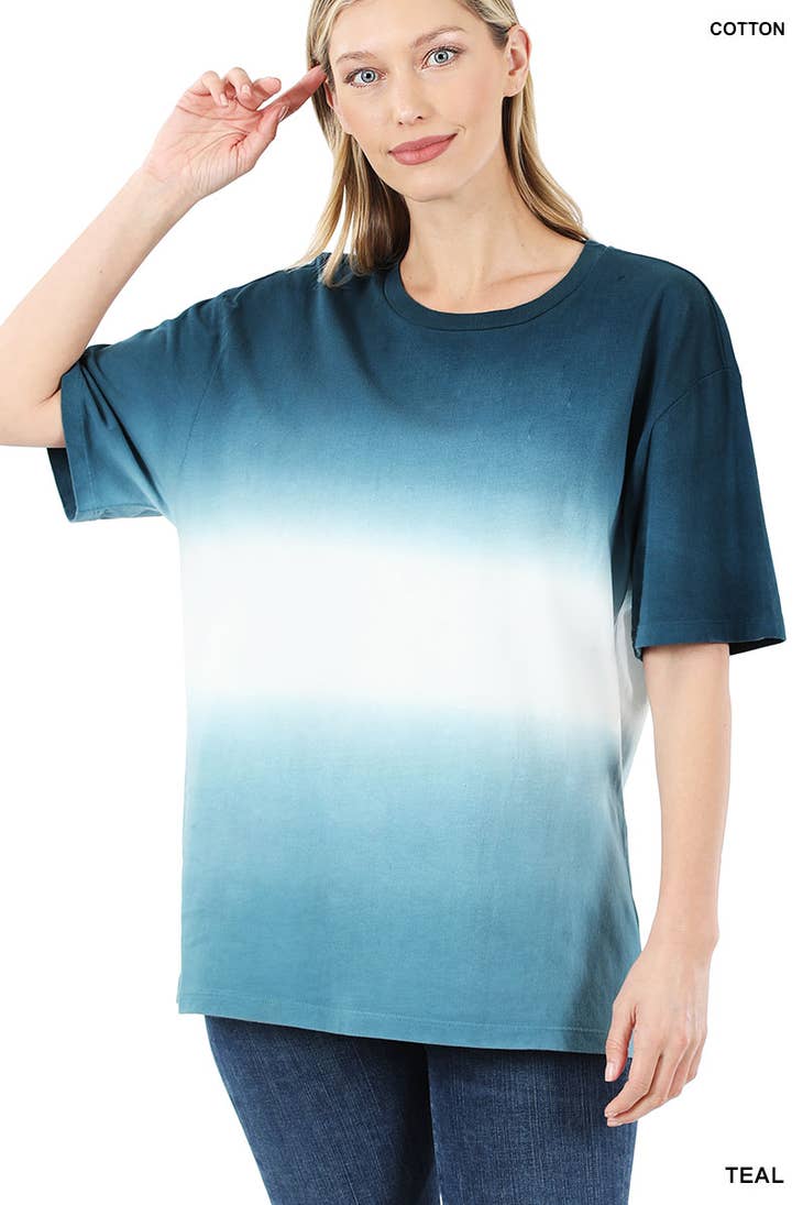 Dip dye oversized cotton tee - Teal