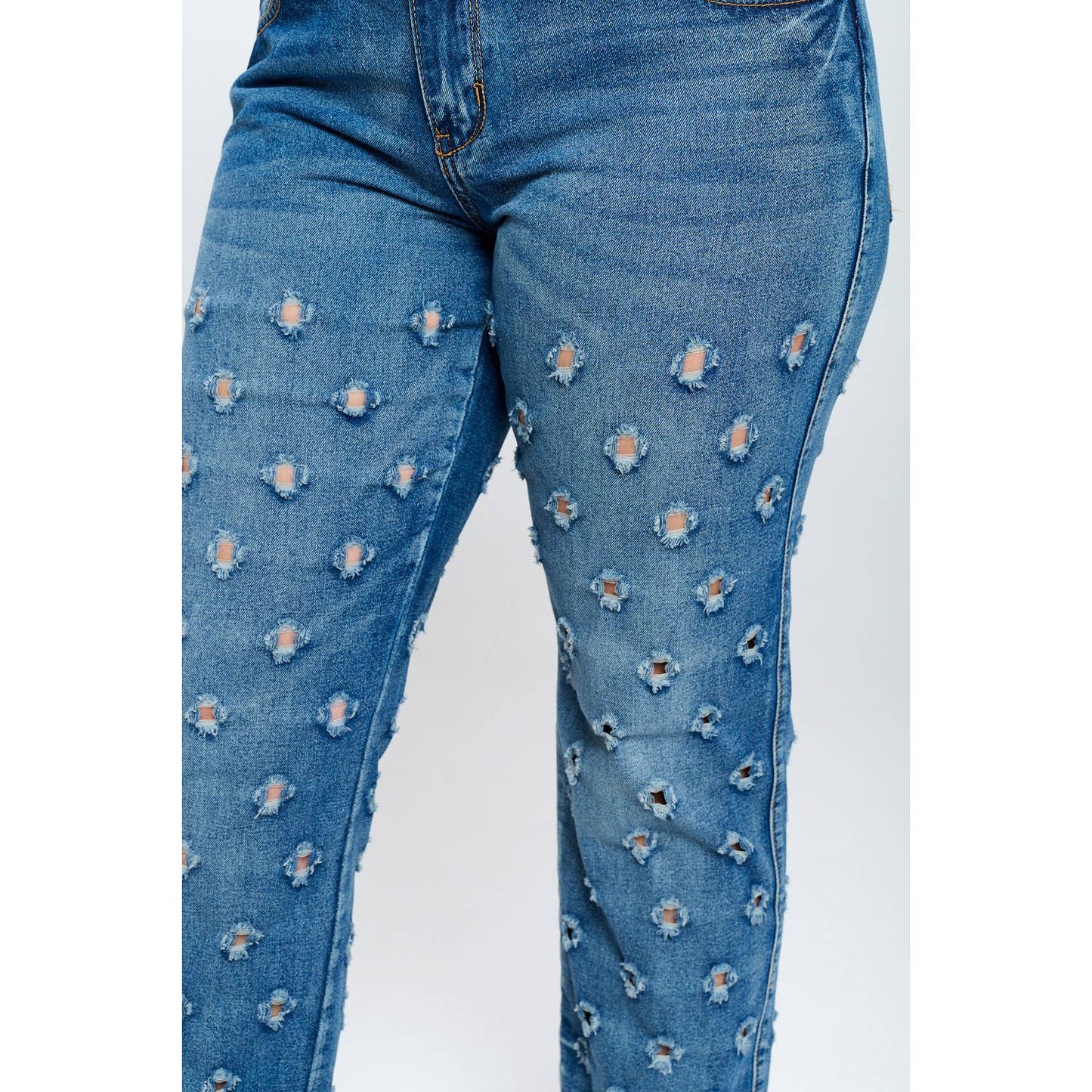 Plus Size Shockwave Straight Leg Jean with Holes