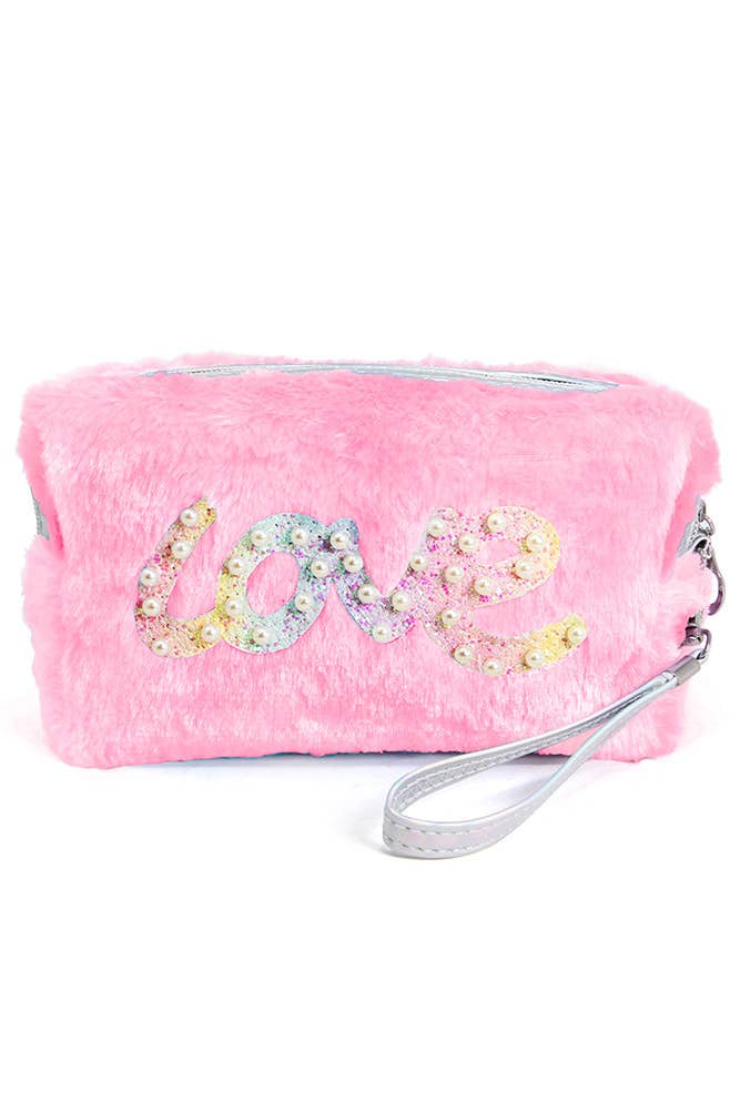 Soft Faux Fur Love Letter Pouch