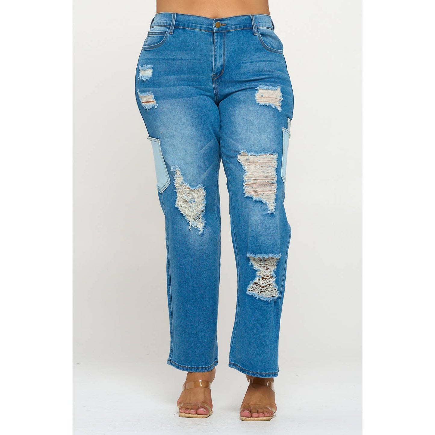 Plus Size Mid Rise Straight Leg Jean