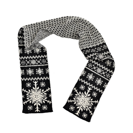 Women's Recycled Cotton Sweater Knit Scarf -Snowflake Black