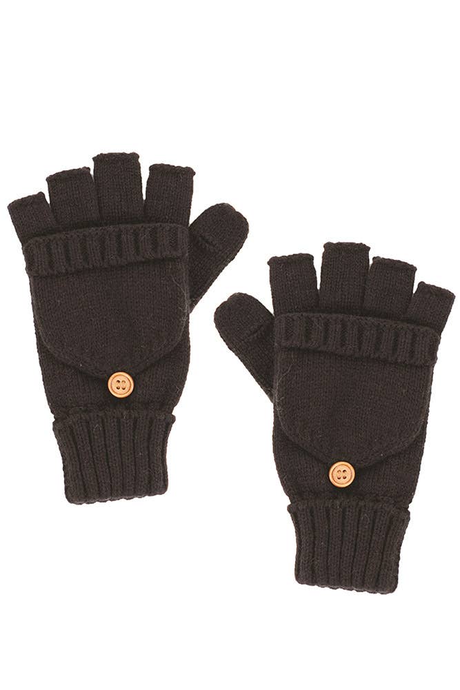 C.C Fingerless Knit Glove with Button Flip