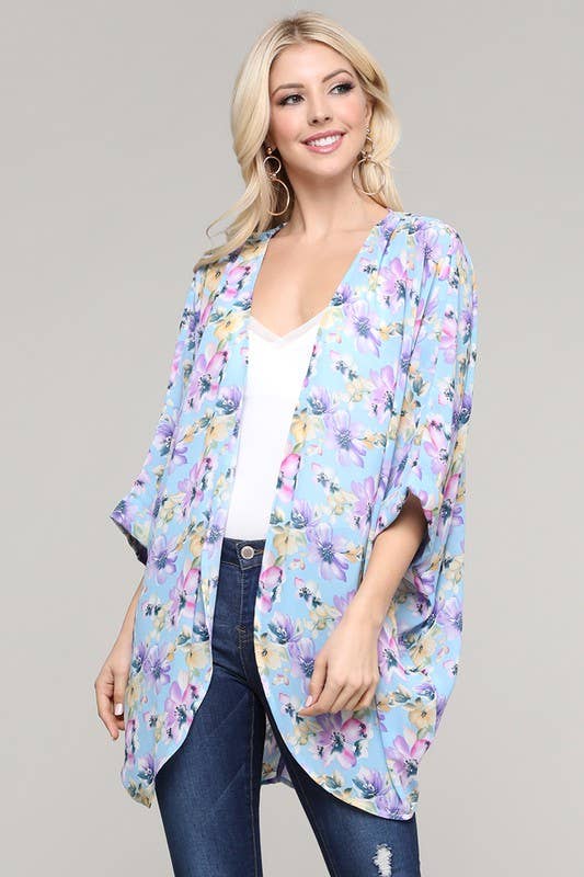 PLUS SIZE LOOSE FIT OPEN FRONT KIMONO CARDIGAN