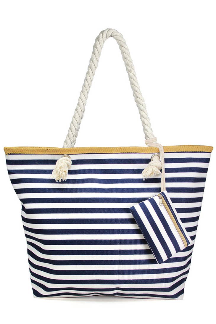 Stripe Beach Bag With Mini Coin Purse