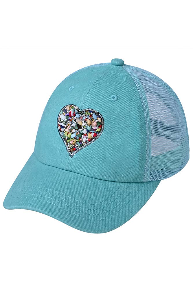 C.C Heart Stone Embellishment Baseball Cap