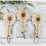 Sunflower Keychain Blessed, Mama, Faith