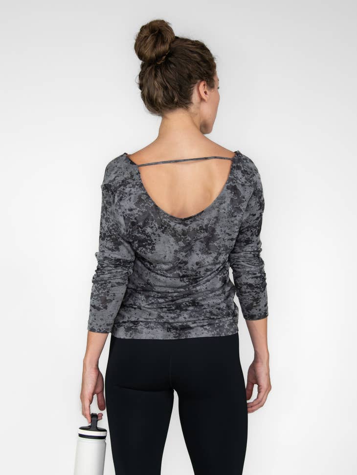 Ultra Soft Burn Out Long Sleeve Top with Cowl Back